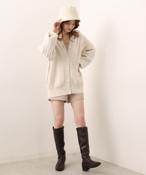 one after another NICE CLAUP（ワンアフターアナザーナイスクラップ）の「モコモがアクセントに！ボアバケットハット（ハット・レディース・ブラック/アイボリー/キャメル・FREE）」の8枚目の写真