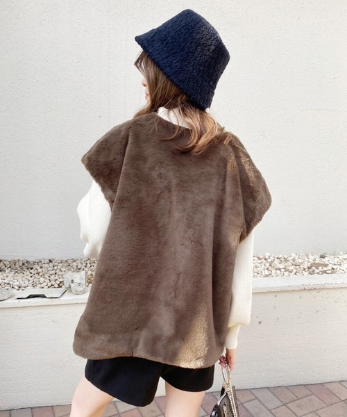 one after another NICE CLAUP（ワンアフターアナザーナイスクラップ）の「モコモがアクセントに！ボアバケットハット（ハット・レディース・ブラック/アイボリー/キャメル・FREE）」の22枚目の写真