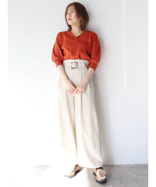 MURUA（ムルーア）の「ハイウエストタックワイドパンツ（その他パンツ・レディース・グレー/イエロー/グリーン/アイボリー・1/2）」の5枚目の写真