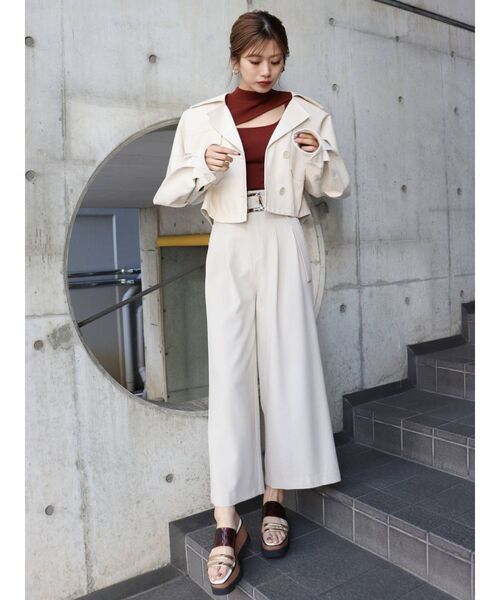 MURUA（ムルーア）の「ハイウエストタックワイドパンツ（その他パンツ・レディース・グレー/イエロー/グリーン/アイボリー・1/2）」の14枚目の写真