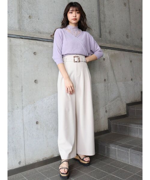 MURUA（ムルーア）の「ハイウエストタックワイドパンツ（その他パンツ・レディース・グレー/イエロー/グリーン/アイボリー・1/2）」の18枚目の写真