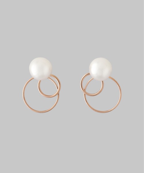 ANEMONE（アネモネ）の「パール×ダブルサークルピアス（ピアス（両耳用）・レディース・ゴールド/ピンクゴールド/シルバー・FREE）」の4枚目の写真