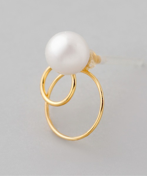 ANEMONE（アネモネ）の「パール×ダブルサークルピアス（ピアス（両耳用）・レディース・ゴールド/ピンクゴールド/シルバー・FREE）」の5枚目の写真