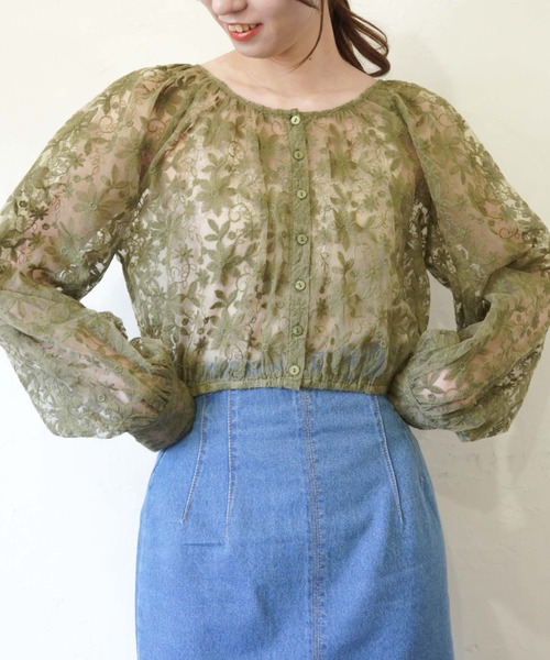 archives(アルシーヴ)の「【新色追加】ボリュームギャザーチュールブラウス(シャツ/ブラウス・レディース・ブラック/ブルー/グリーン/アイボリー/モカ・MEDIUM)」の17枚目の写真