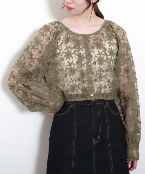 archives(アルシーヴ)の「【新色追加】ボリュームギャザーチュールブラウス(シャツ/ブラウス・レディース・ブラック/ブルー/グリーン/アイボリー/モカ・MEDIUM)」の18枚目の写真