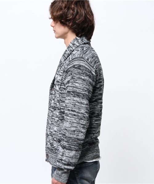 VENCEEXCHANGE（ヴァンスエクスチェンジ）の「7Gケーブルカラーショールカーデ          （カーディガン/ボレロ・メンズ・オフホワイト/グレー/イエロー/ネイビー・LARGE/MEDIUM）」の6枚目の写真