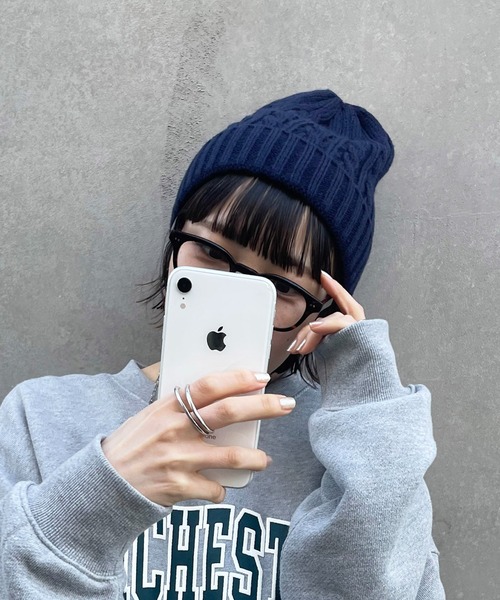 DISCOAT（ディスコート）の「ケーブルニットキャップ（ニットキャップ/ビーニー・レディース・チャコールグレー/ブラック/ベージュ/ネイビー/ブラウン/オレンジ/ブルー・FREE）」の6枚目の写真