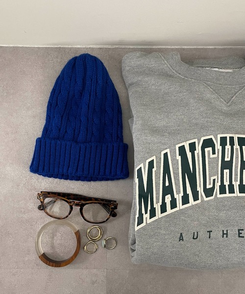 DISCOAT（ディスコート）の「ケーブルニットキャップ（ニットキャップ/ビーニー・レディース・チャコールグレー/ブラック/ベージュ/ネイビー/ブラウン/オレンジ/ブルー・FREE）」の19枚目の写真