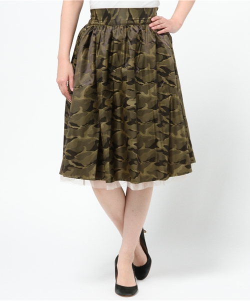 one after another NICE CLAUP（ワンアフターアナザーナイスクラップ）の「【non-no5月号掲載　ナイスクラップ】リバーシブル柄チュールスカート（スカート・レディース・オフホワイト/ネイビー/ベージュ・FREE）」の5枚目の写真