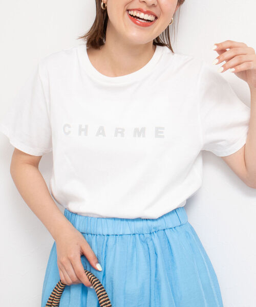 NOLLEY’S Sophi（ノーリーズソフィ）の「ロゴプリントTシャツ（Tシャツ/カットソー・レディース・オフホワイト/チャコールグレー/ベージュ/シルバー・38）」の4枚目の写真
