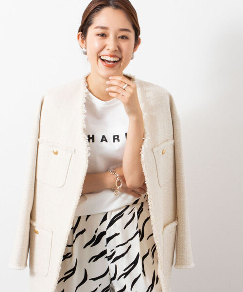 NOLLEY’S Sophi（ノーリーズソフィ）の「ロゴプリントTシャツ（Tシャツ/カットソー・レディース・オフホワイト/チャコールグレー/ベージュ/シルバー・38）」の10枚目の写真
