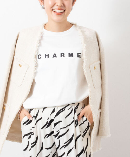 NOLLEY’S Sophi（ノーリーズソフィ）の「ロゴプリントTシャツ（Tシャツ/カットソー・レディース・オフホワイト/チャコールグレー/ベージュ/シルバー・38）」の9枚目の写真