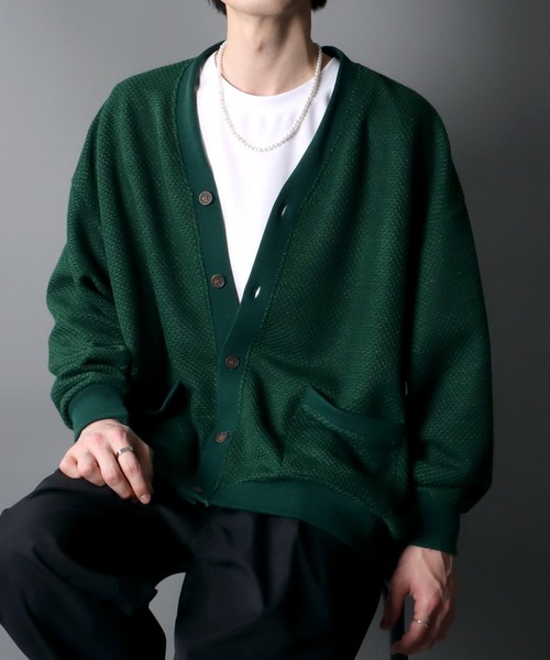 SITRY（シトリー）の「Big silhouette Knit sew Cardigan/ビッグシルエット ニットソー カーディガン/カーデ（カーディガン/ボレロ・メンズ・サックスブルー/パープル/グリーン/チャコールグレー・M/XL/L）」の2枚目の写真