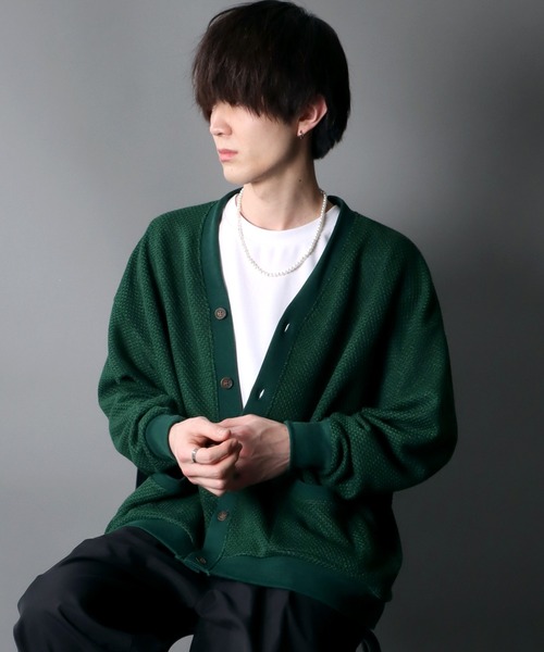 SITRY（シトリー）の「Big silhouette Knit sew Cardigan/ビッグシルエット ニットソー カーディガン/カーデ（カーディガン/ボレロ・メンズ・サックスブルー/パープル/グリーン/チャコールグレー・M/XL/L）」の9枚目の写真