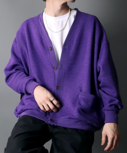 SITRY（シトリー）の「Big silhouette Knit sew Cardigan/ビッグシルエット ニットソー カーディガン/カーデ（カーディガン/ボレロ・メンズ・サックスブルー/パープル/グリーン/チャコールグレー・M/XL/L）」の16枚目の写真
