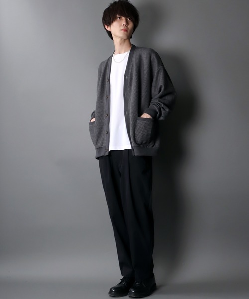 SITRY（シトリー）の「Big silhouette Knit sew Cardigan/ビッグシルエット ニットソー カーディガン/カーデ（カーディガン/ボレロ・メンズ・サックスブルー/パープル/グリーン/チャコールグレー・M/XL/L）」の22枚目の写真