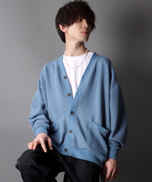 SITRY（シトリー）の「Big silhouette Knit sew Cardigan/ビッグシルエット ニットソー カーディガン/カーデ（カーディガン/ボレロ・メンズ・サックスブルー/パープル/グリーン/チャコールグレー・M/XL/L）」の15枚目の写真