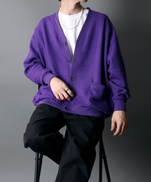 SITRY（シトリー）の「Big silhouette Knit sew Cardigan/ビッグシルエット ニットソー カーディガン/カーデ（カーディガン/ボレロ・メンズ・サックスブルー/パープル/グリーン/チャコールグレー・M/XL/L）」の18枚目の写真