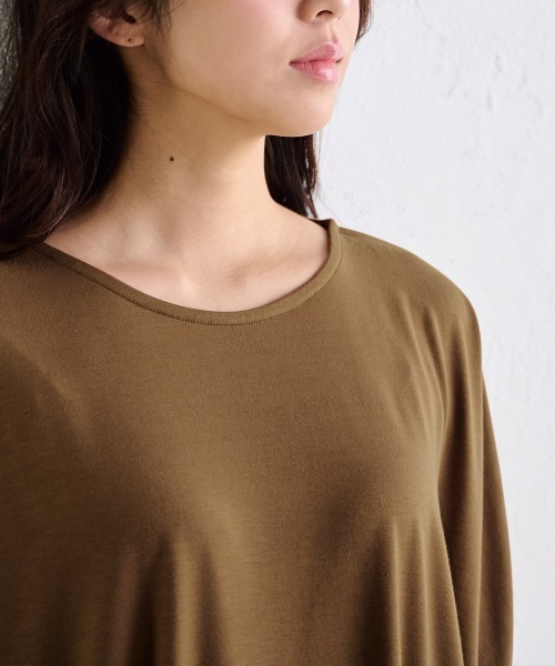 RANAN(ラナン)の「コクーンゆるチュニック(Tシャツ/カットソー・レディース・カーキ/ブラック/ブルーグレー/モカ/サンドグレー・M/LL/L)」の11枚目の写真