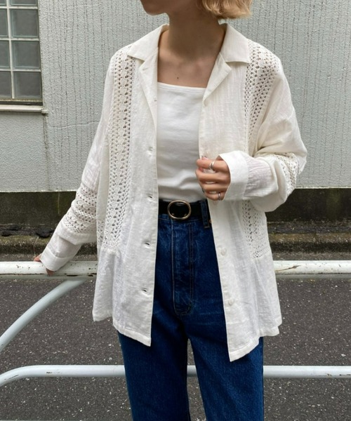 CIAOPANIC（チャオパニック）の「羽織も可能、インディアレースシャツ（シャツ/ブラウス・レディース・ブラック/オフホワイト/サックスブルー・FREE）」の2枚目の写真