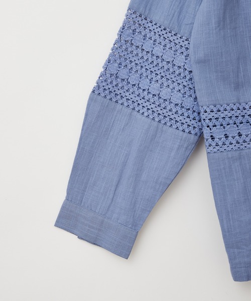 CIAOPANIC（チャオパニック）の「羽織も可能、インディアレースシャツ（シャツ/ブラウス・レディース・ブラック/オフホワイト/サックスブルー・FREE）」の6枚目の写真