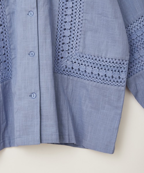CIAOPANIC（チャオパニック）の「羽織も可能、インディアレースシャツ（シャツ/ブラウス・レディース・ブラック/オフホワイト/サックスブルー・FREE）」の5枚目の写真