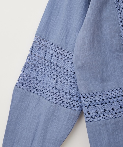 CIAOPANIC（チャオパニック）の「羽織も可能、インディアレースシャツ（シャツ/ブラウス・レディース・ブラック/オフホワイト/サックスブルー・FREE）」の7枚目の写真