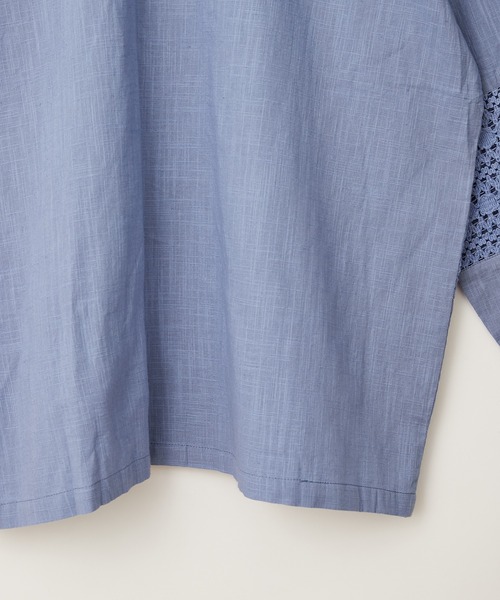 CIAOPANIC（チャオパニック）の「羽織も可能、インディアレースシャツ（シャツ/ブラウス・レディース・ブラック/オフホワイト/サックスブルー・FREE）」の9枚目の写真