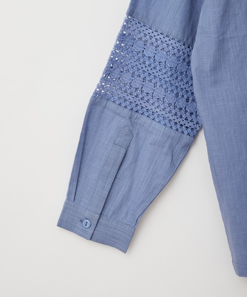 CIAOPANIC（チャオパニック）の「羽織も可能、インディアレースシャツ（シャツ/ブラウス・レディース・ブラック/オフホワイト/サックスブルー・FREE）」の10枚目の写真