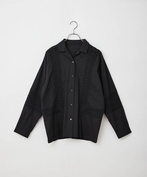 CIAOPANIC（チャオパニック）の「羽織も可能、インディアレースシャツ（シャツ/ブラウス・レディース・ブラック/オフホワイト/サックスブルー・FREE）」の20枚目の写真