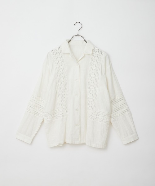 CIAOPANIC（チャオパニック）の「羽織も可能、インディアレースシャツ（シャツ/ブラウス・レディース・ブラック/オフホワイト/サックスブルー・FREE）」の16枚目の写真