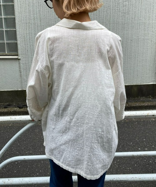 CIAOPANIC（チャオパニック）の「羽織も可能、インディアレースシャツ（シャツ/ブラウス・レディース・ブラック/オフホワイト/サックスブルー・FREE）」の14枚目の写真