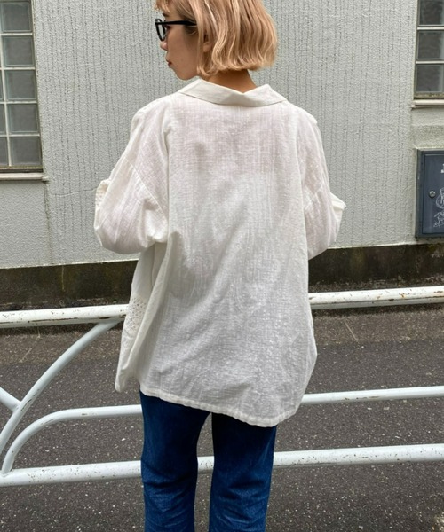 CIAOPANIC（チャオパニック）の「羽織も可能、インディアレースシャツ（シャツ/ブラウス・レディース・ブラック/オフホワイト/サックスブルー・FREE）」の15枚目の写真