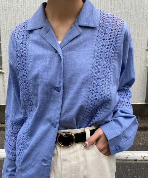 CIAOPANIC（チャオパニック）の「羽織も可能、インディアレースシャツ（シャツ/ブラウス・レディース・ブラック/オフホワイト/サックスブルー・FREE）」の21枚目の写真