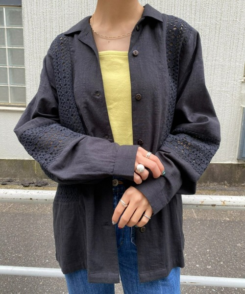 CIAOPANIC（チャオパニック）の「羽織も可能、インディアレースシャツ（シャツ/ブラウス・レディース・ブラック/オフホワイト/サックスブルー・FREE）」の17枚目の写真