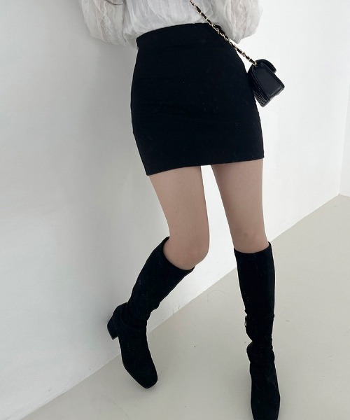 BEIDELLI（ベイデリー）の「[BELLIDE MADE] ハイウエストストレッチミニスカート（スカート・レディース・ブラック/ベージュ・FREE）」の8枚目の写真