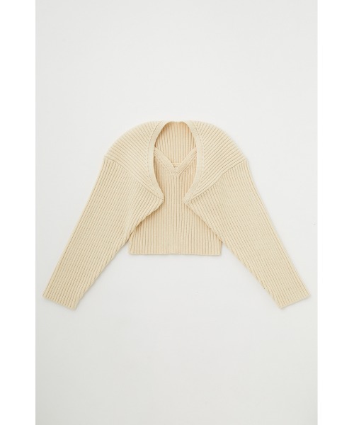 MOUSSY（マウジー）の「RIB KNIT BOLERO&CAMI（カーディガン/ボレロ・レディース・キナリ/ライトブラック/ベージュ・FREE）」の2枚目の写真