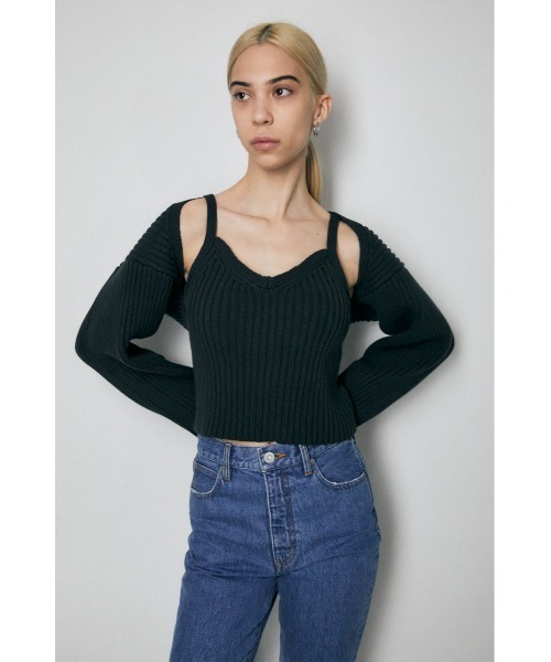 MOUSSY（マウジー）の「RIB KNIT BOLERO&CAMI（カーディガン/ボレロ・レディース・キナリ/ライトブラック/ベージュ・FREE）」の5枚目の写真
