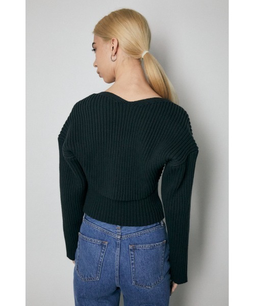 MOUSSY（マウジー）の「RIB KNIT BOLERO&CAMI（カーディガン/ボレロ・レディース・キナリ/ライトブラック/ベージュ・FREE）」の6枚目の写真