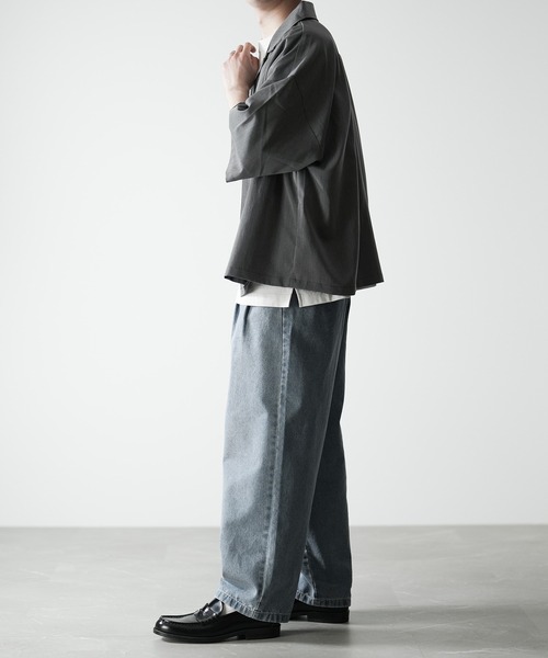 RUUBON（ルーボン）の「【RUUBON】TR open collar shirt / TR オープンカラーシャツ（シャツ/ブラウス・メンズ・ライトグレー/ブラック/ダークグレー・S/M/L）」の4枚目の写真