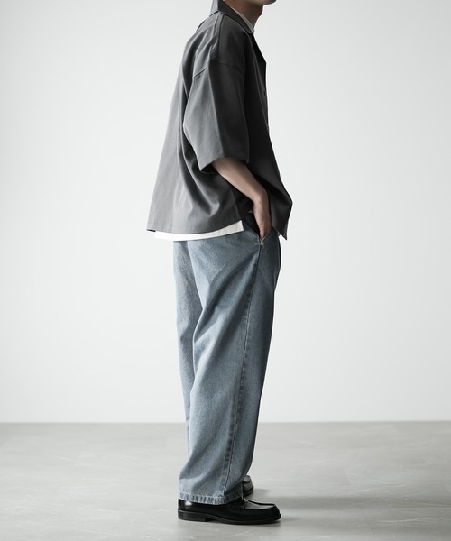 RUUBON（ルーボン）の「【RUUBON】TR open collar shirt / TR オープンカラーシャツ（シャツ/ブラウス・メンズ・ライトグレー/ブラック/ダークグレー・S/M/L）」の5枚目の写真