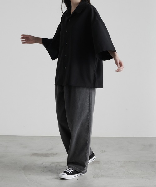 RUUBON（ルーボン）の「【RUUBON】TR open collar shirt / TR オープンカラーシャツ（シャツ/ブラウス・メンズ・ライトグレー/ブラック/ダークグレー・S/M/L）」の22枚目の写真