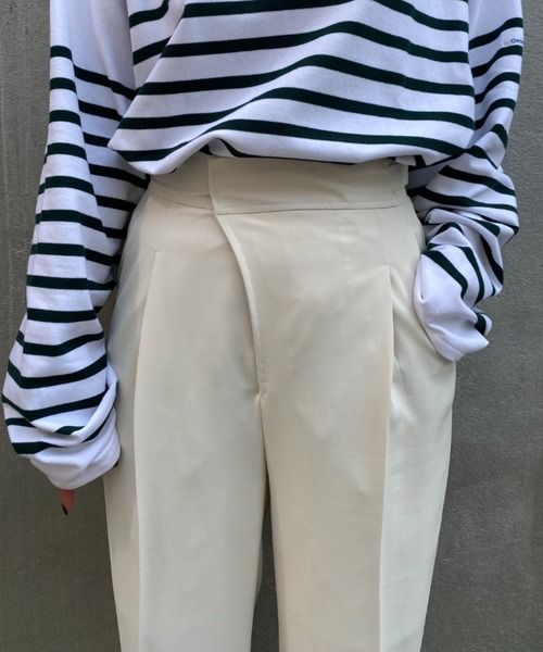 CIAOPANIC（チャオパニック）の「ベストとセットアップ可、サイドアジャストパンツ（スラックス・レディース・グリーン/アイボリー・FREE）」の9枚目の写真