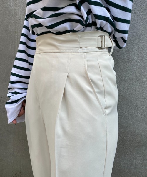 CIAOPANIC（チャオパニック）の「ベストとセットアップ可、サイドアジャストパンツ（スラックス・レディース・グリーン/アイボリー・FREE）」の4枚目の写真