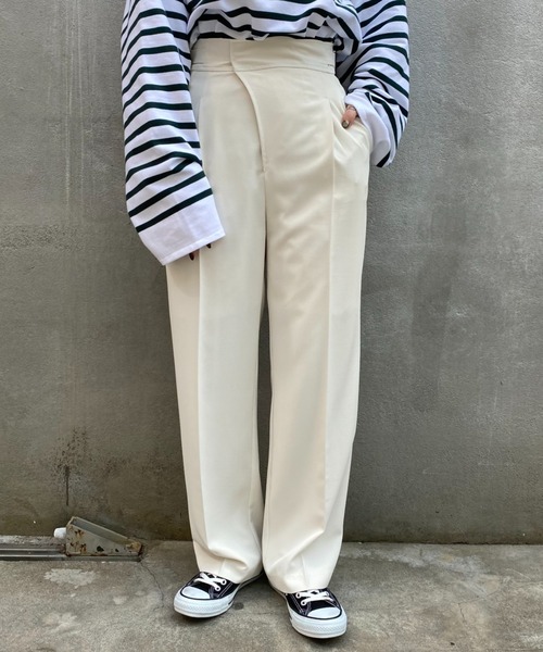 CIAOPANIC（チャオパニック）の「ベストとセットアップ可、サイドアジャストパンツ（スラックス・レディース・グリーン/アイボリー・FREE）」の20枚目の写真