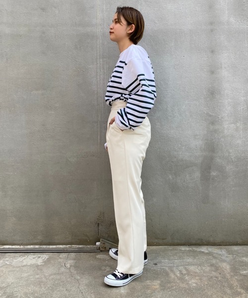 CIAOPANIC（チャオパニック）の「ベストとセットアップ可、サイドアジャストパンツ（スラックス・レディース・グリーン/アイボリー・FREE）」の18枚目の写真