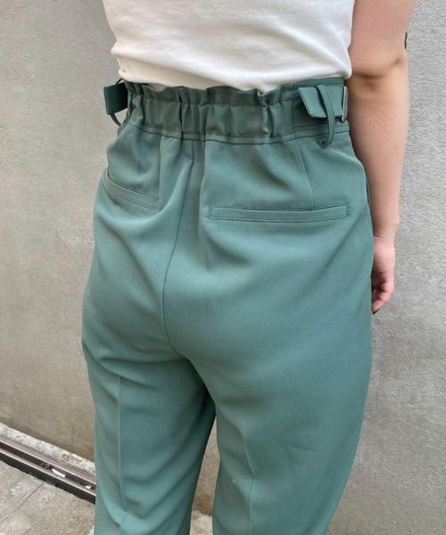 CIAOPANIC（チャオパニック）の「ベストとセットアップ可、サイドアジャストパンツ（スラックス・レディース・グリーン/アイボリー・FREE）」の6枚目の写真