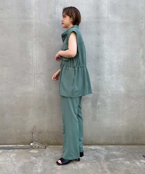 CIAOPANIC（チャオパニック）の「ベストとセットアップ可、サイドアジャストパンツ（スラックス・レディース・グリーン/アイボリー・FREE）」の13枚目の写真