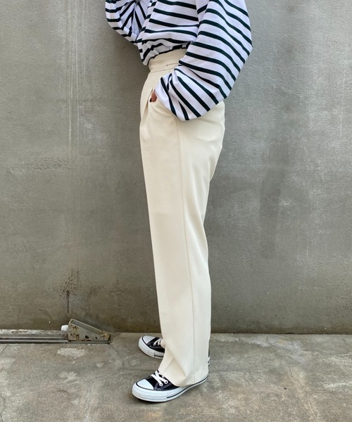 CIAOPANIC（チャオパニック）の「ベストとセットアップ可、サイドアジャストパンツ（スラックス・レディース・グリーン/アイボリー・FREE）」の7枚目の写真