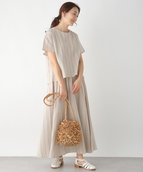 LEPSIM（レプシィム）の「ストライプフレアスカート　262671（スカート・レディース・ライトブルー/ベージュ・FREE）」の5枚目の写真